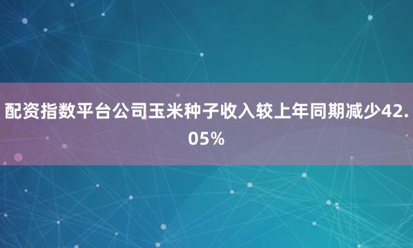 配资指数平台公司玉米种子收入较上年同期减少42.05%