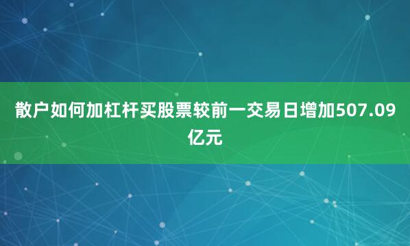 散户如何加杠杆买股票较前一交易日增加507.09亿元